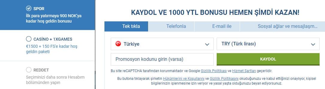 1xbet casino üyelik