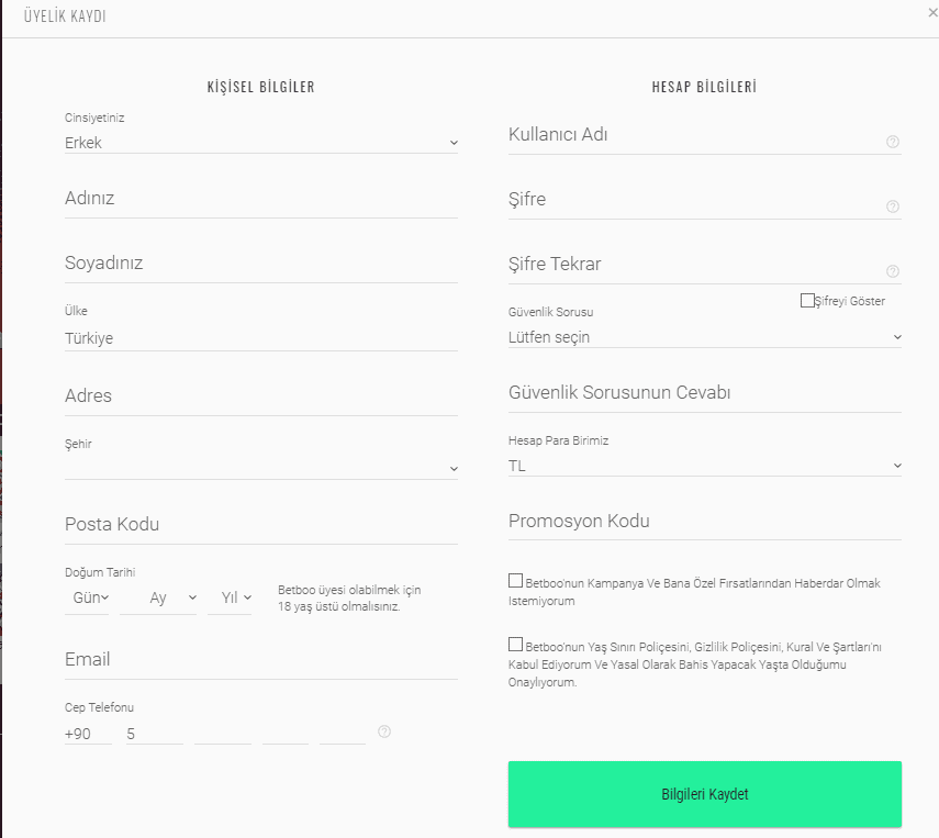 betboo üyelik formu